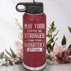 Maroon Fathers Day Water Bottle With May Your Coffee Be Strong Design