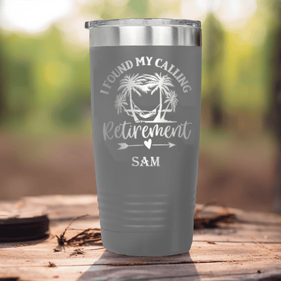 Grey Retirement Tumbler With Meant To Be Retired Design