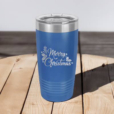 Merry Christmas Holly Ringed Tumbler