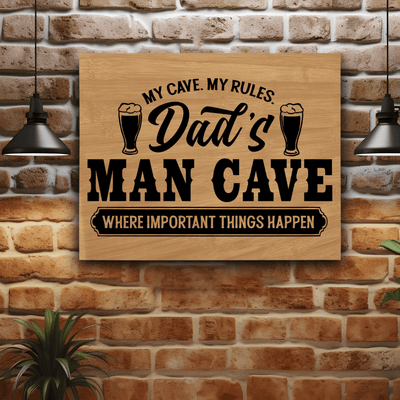 Bamboo Leather Wall Decor With My Cave My Rules Design