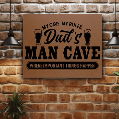 Brown Leather Wall Decor With My Cave My Rules Design