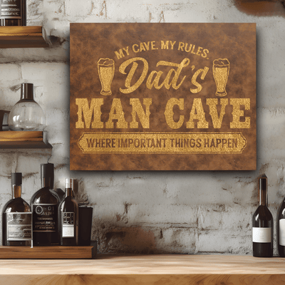 Rustic Gold Leather Wall Decor With My Cave My Rules Design