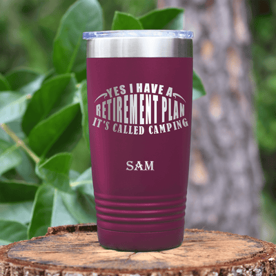 Maroon Retirement Tumbler With My Retirement Plan Is Camping Design