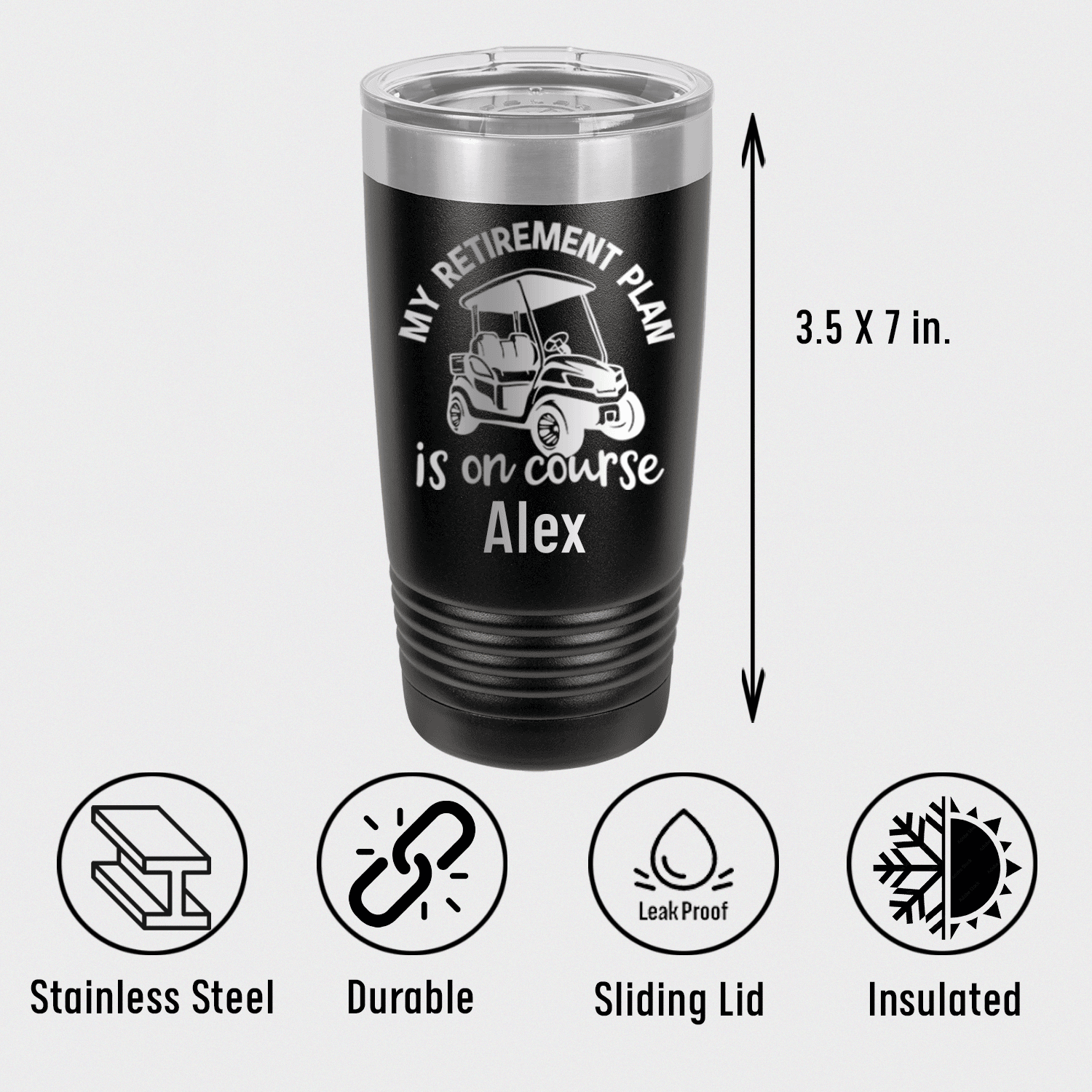 Unique Personalized My Retirement Plan Is On Course Tumbler Customized Golf Tumblers Gifts for Men by Groovy Guy