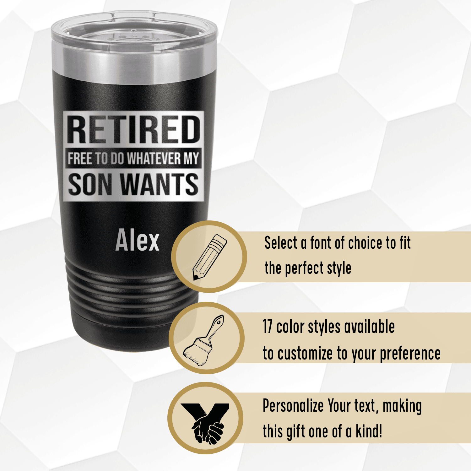 Unique Personalized My Son Still Gives Me Orders Tumbler Customized Retirement Tumblers Gifts for Men by Groovy Guy