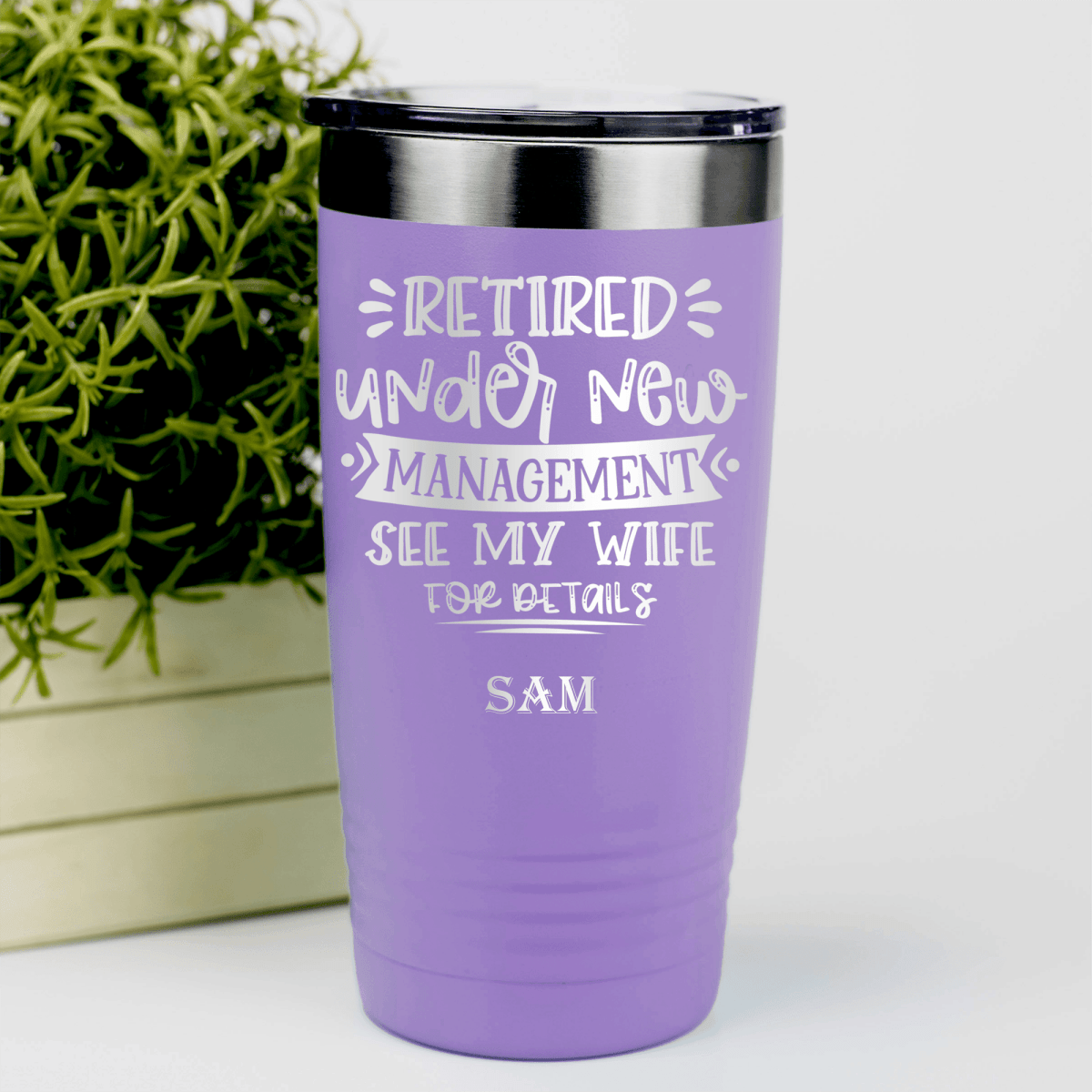 Light Purple Retirement Tumbler With My  Wife Is My Only Boss Design