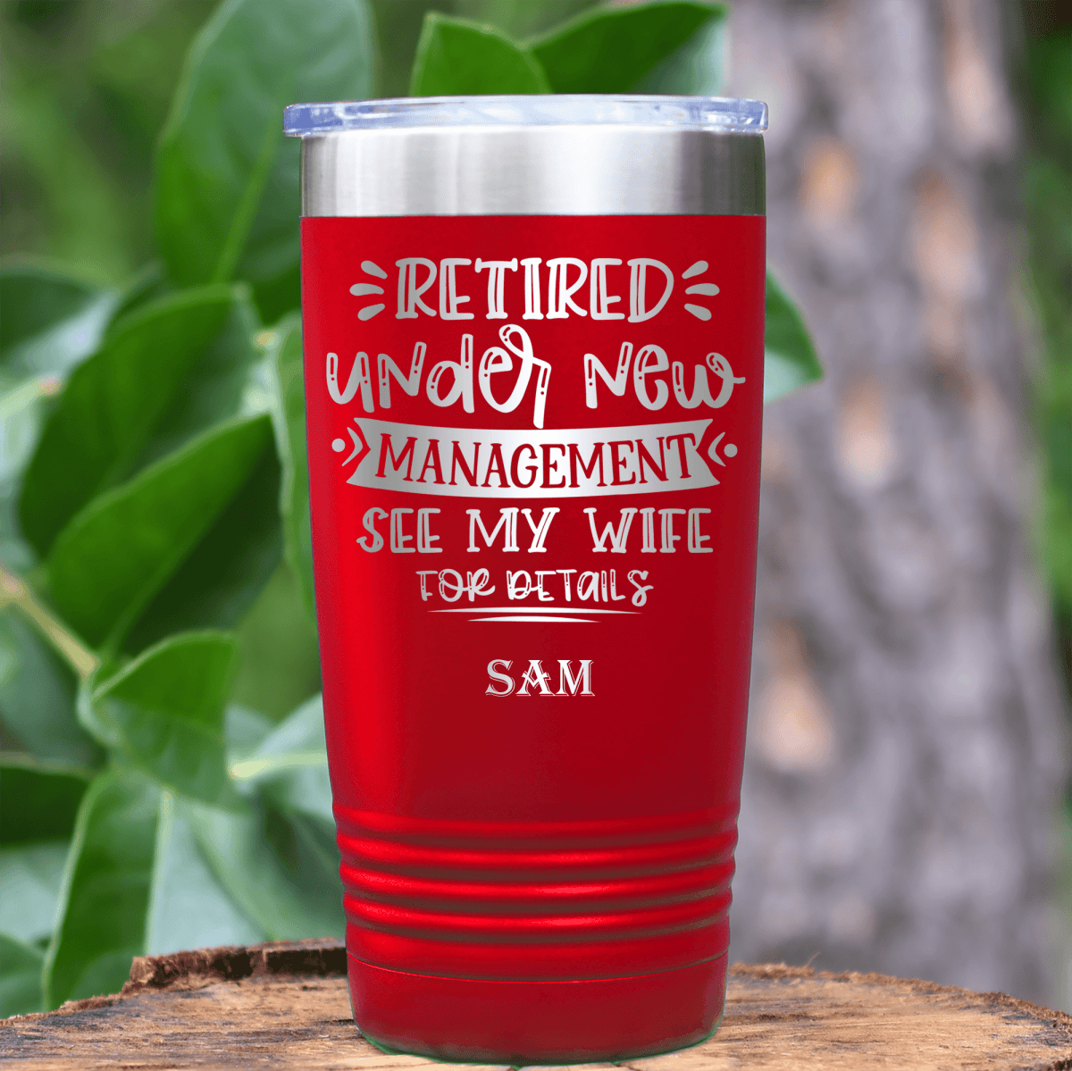 Red Retirement Tumbler With My  Wife Is My Only Boss Design