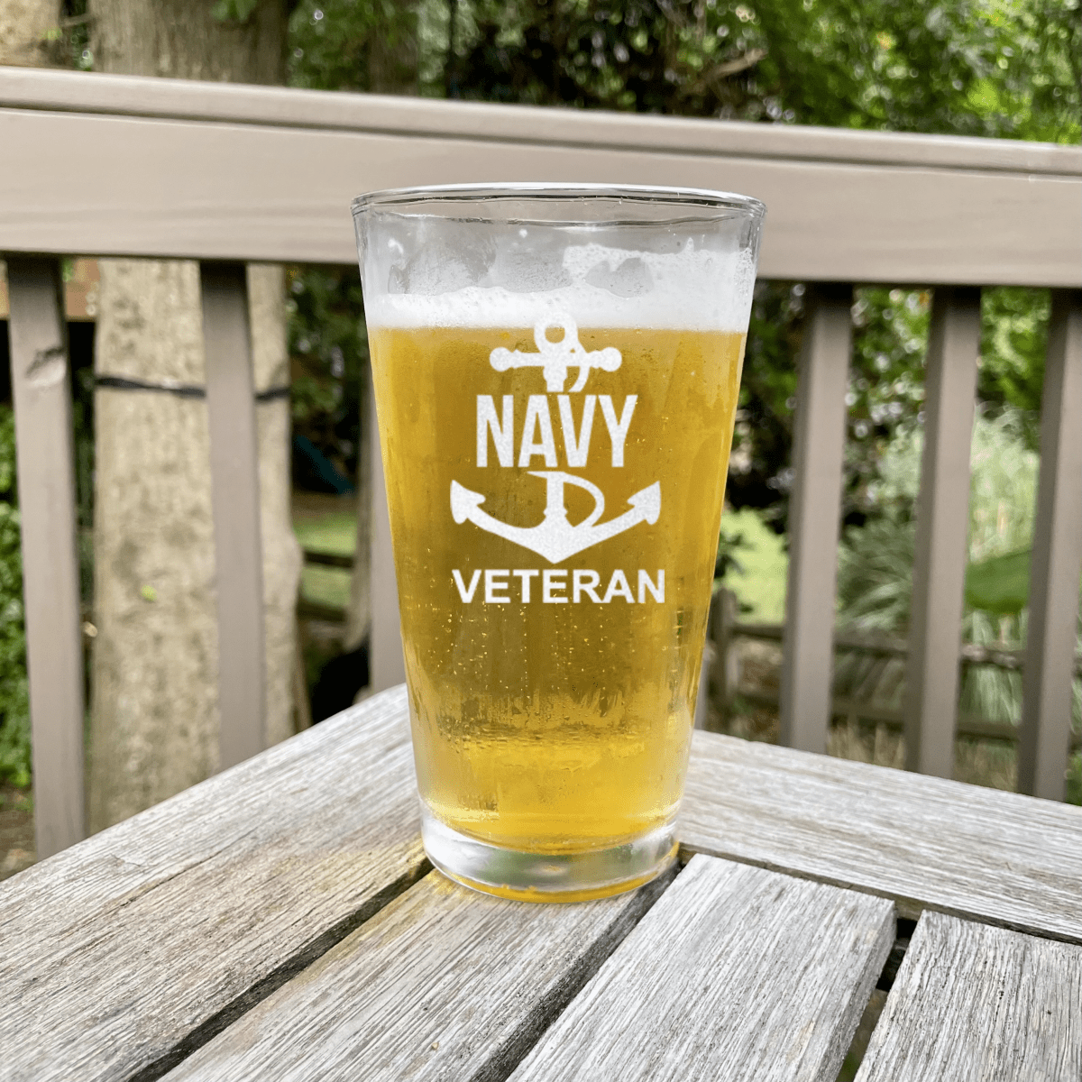 Unique Personalized Navy Anchor Veteran Pint Glass Customized Military Retirement Pint Glasses Gifts for Men by Groovy Guy