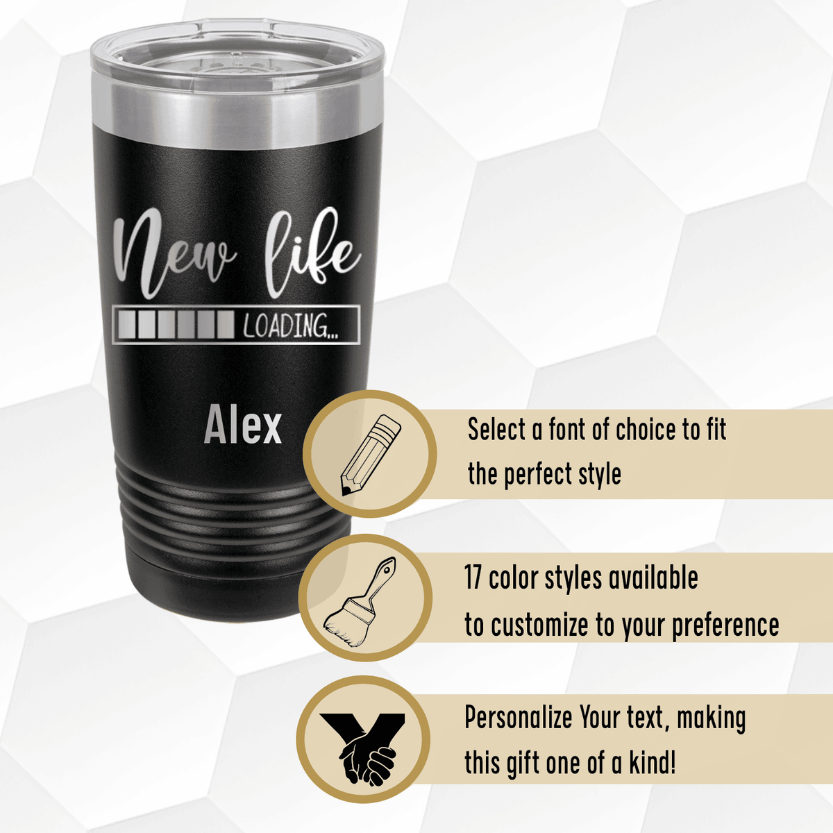 Unique Personalized New Life Loading Tumbler Customized Retirement Tumblers Gifts for Men by Groovy Guy
