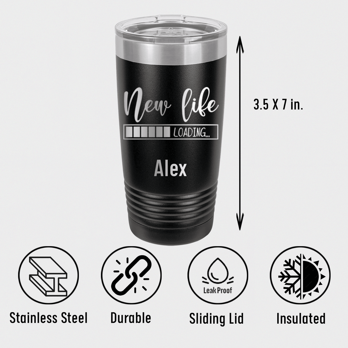 Unique Personalized New Life Loading Tumbler Customized Retirement Tumblers Gifts for Men by Groovy Guy
