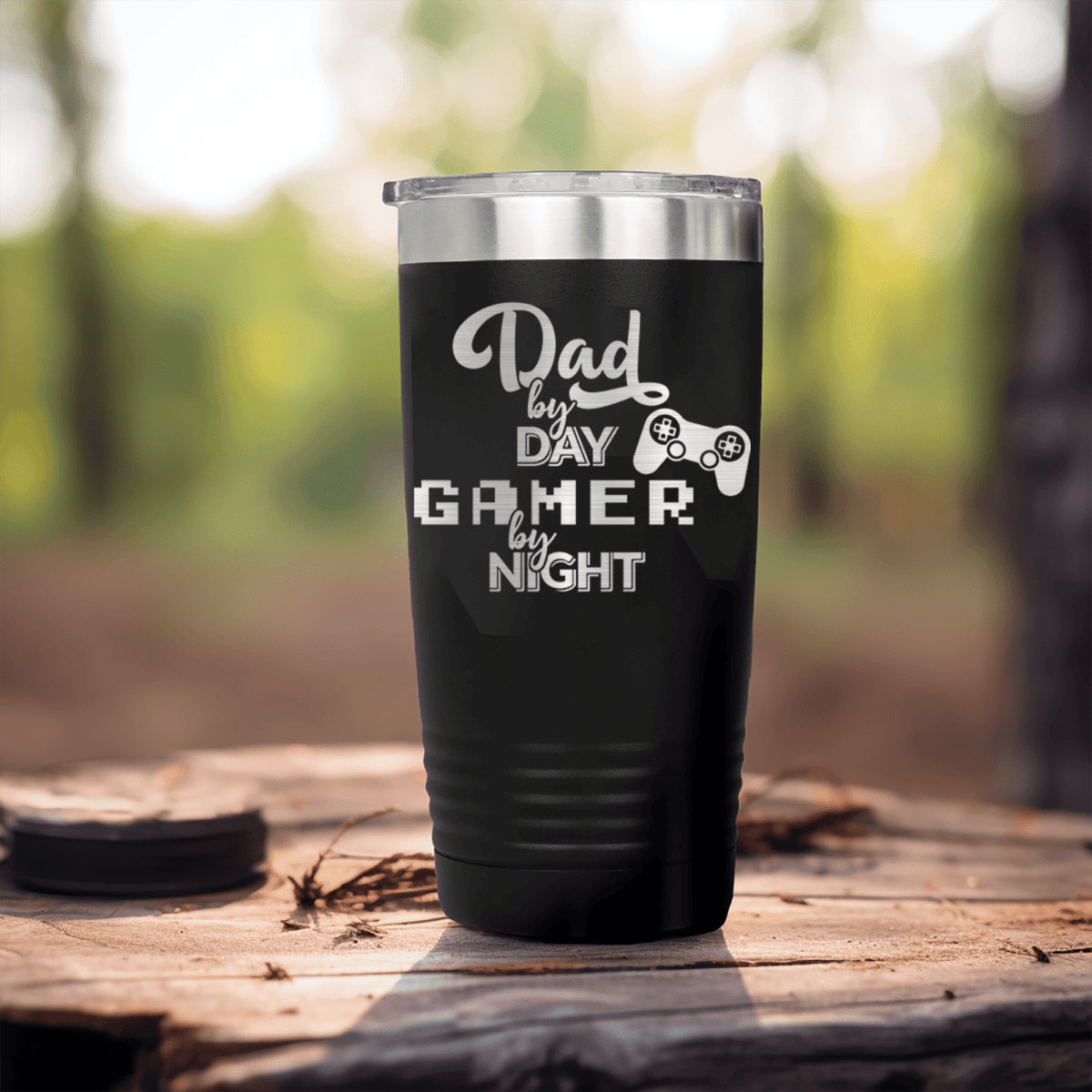 Black fathers day tumbler Night Gamer Dad