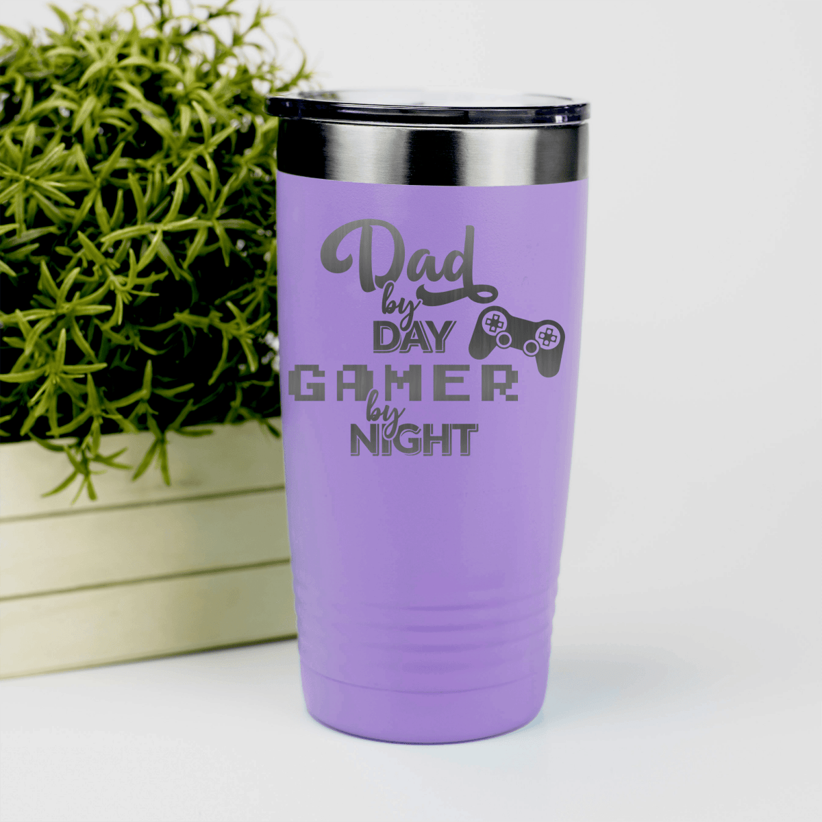 Light Purple fathers day tumbler Night Gamer Dad