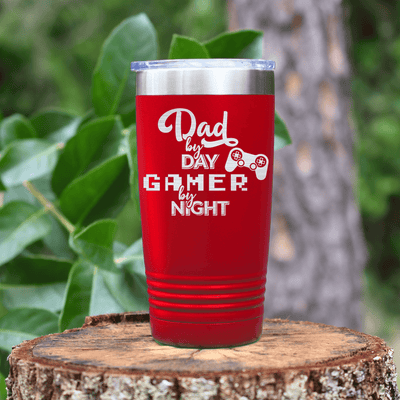 Red fathers day tumbler Night Gamer Dad