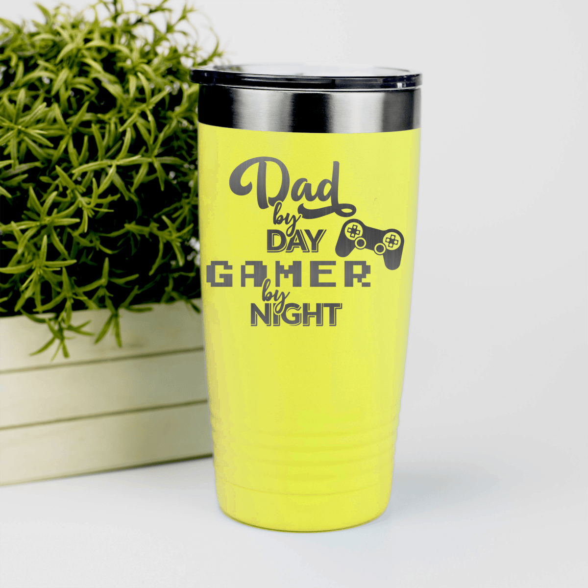 Yellow fathers day tumbler Night Gamer Dad