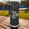 Black Fathers Day Water Bottle With Night Gamer Dad Design