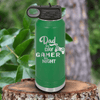 Green Fathers Day Water Bottle With Night Gamer Dad Design