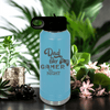 Light Blue Fathers Day Water Bottle With Night Gamer Dad Design
