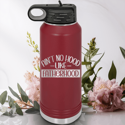 Maroon Fathers Day Water Bottle With No Hood Like Fatherhood Design
