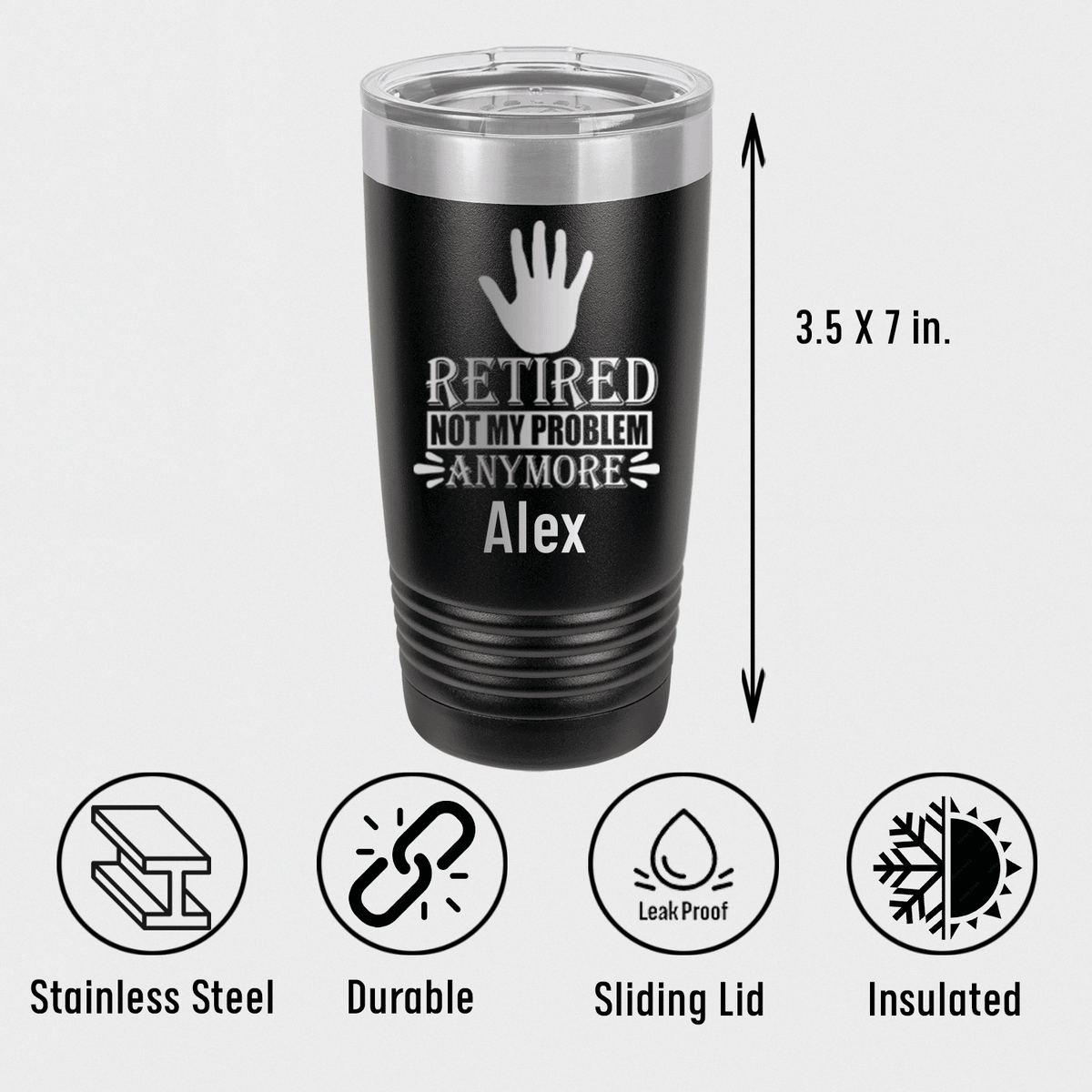 Unique Personalized Not My Problem Im Retired Tumbler Customized Retirement Tumblers Gifts for Men by Groovy Guy