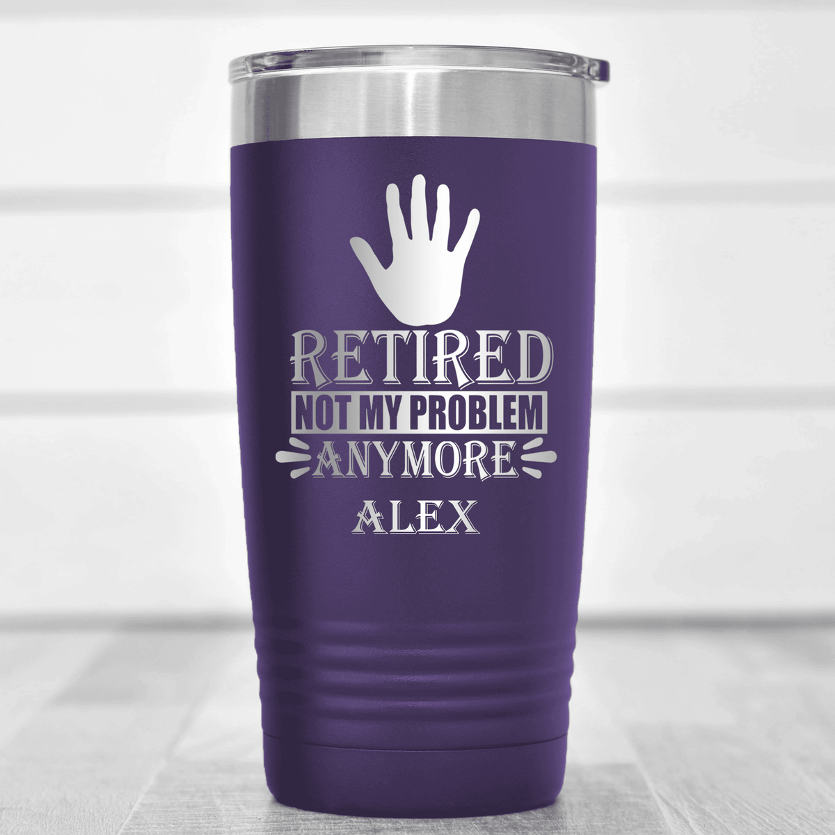 Purple Retirement Tumbler With Not My Problem Im Retired Design