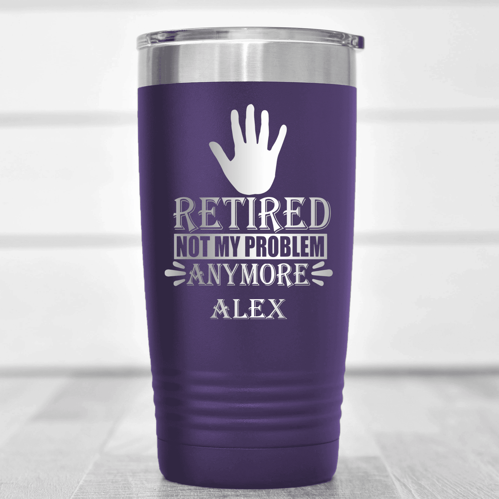 Purple Retirement Tumbler With Not My Problem Im Retired Design