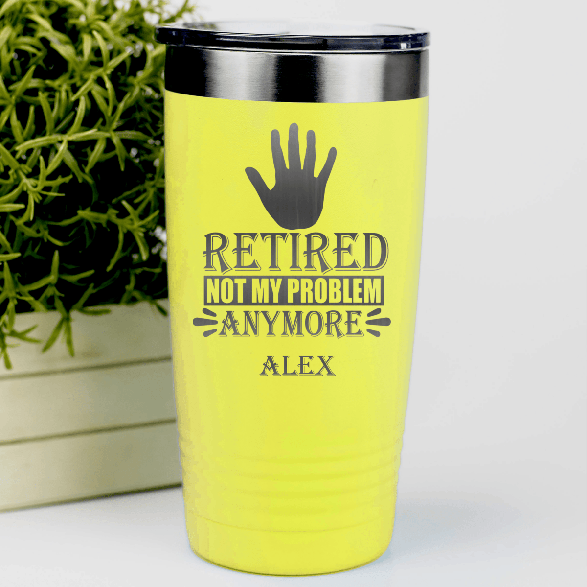 Yellow Retirement Tumbler With Not My Problem Im Retired Design