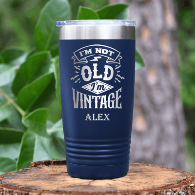 Navy Funny Old Man Tumbler With Not Old Just Vintage Design