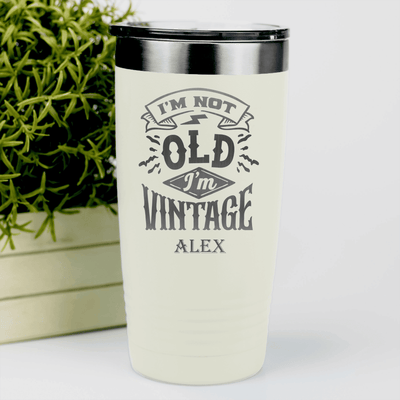White Funny Old Man Tumbler With Not Old Just Vintage Design