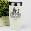 White Veteran Tumbler With Not So Free Soldier Design