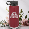 Maroon Fathers Day Water Bottle With Number 1 Dad Design