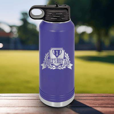 Purple Fathers Day Water Bottle With Number 1 Dad Design