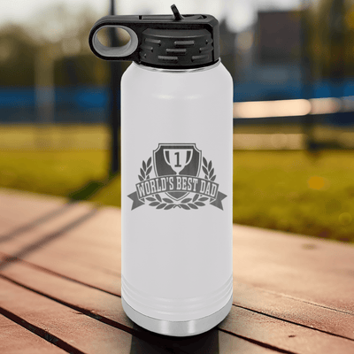 White Fathers Day Water Bottle With Number 1 Dad Design