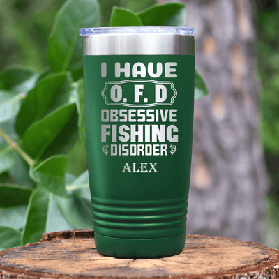 Green Fishing Tumbler With Obsessive Fishing Disorder Design