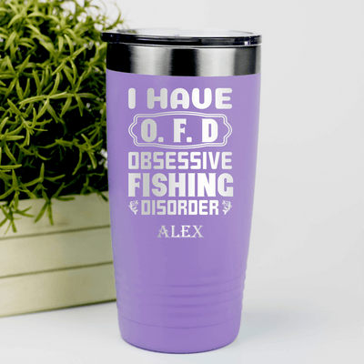 Light Purple Fishing Tumbler With Obsessive Fishing Disorder Design