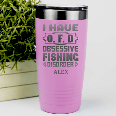 Pink Fishing Tumbler With Obsessive Fishing Disorder Design
