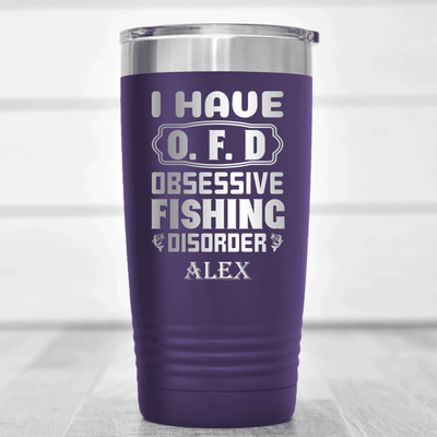 Purple Fishing Tumbler With Obsessive Fishing Disorder Design
