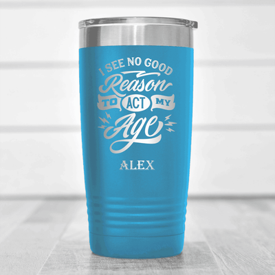 Light Blue Funny Old Man Tumbler With Old In Age Young In Spirit Design