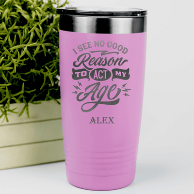 Pink Funny Old Man Tumbler With Old In Age Young In Spirit Design