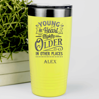 Yellow Funny Old Man Tumbler With Older In Some Places Design
