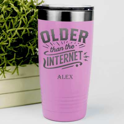 Pink Funny Old Man Tumbler With Older Than The Internet Design