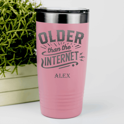 Salmon Funny Old Man Tumbler With Older Than The Internet Design