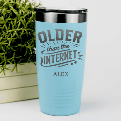 Teal Funny Old Man Tumbler With Older Than The Internet Design