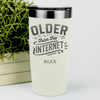 White Funny Old Man Tumbler With Older Than The Internet Design