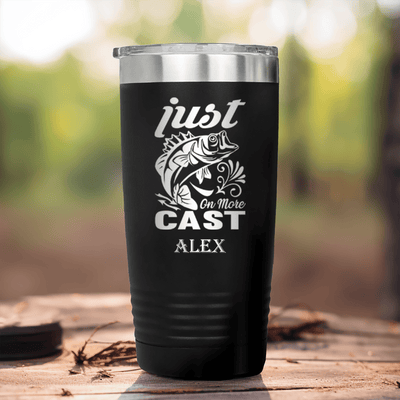 Black Fishing Tumbler With One More Cast Design