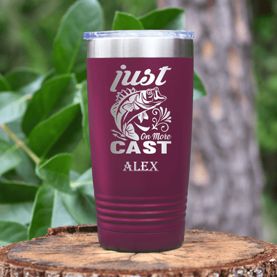 Maroon Fishing Tumbler With One More Cast Design