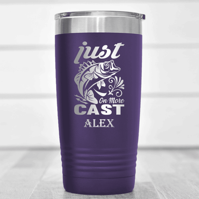 Purple Fishing Tumbler With One More Cast Design