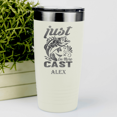 White Fishing Tumbler With One More Cast Design