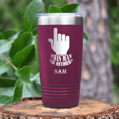 Maroon Retirement Tumbler With One Retired Guy Design