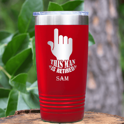 Red Retirement Tumbler With One Retired Guy Design