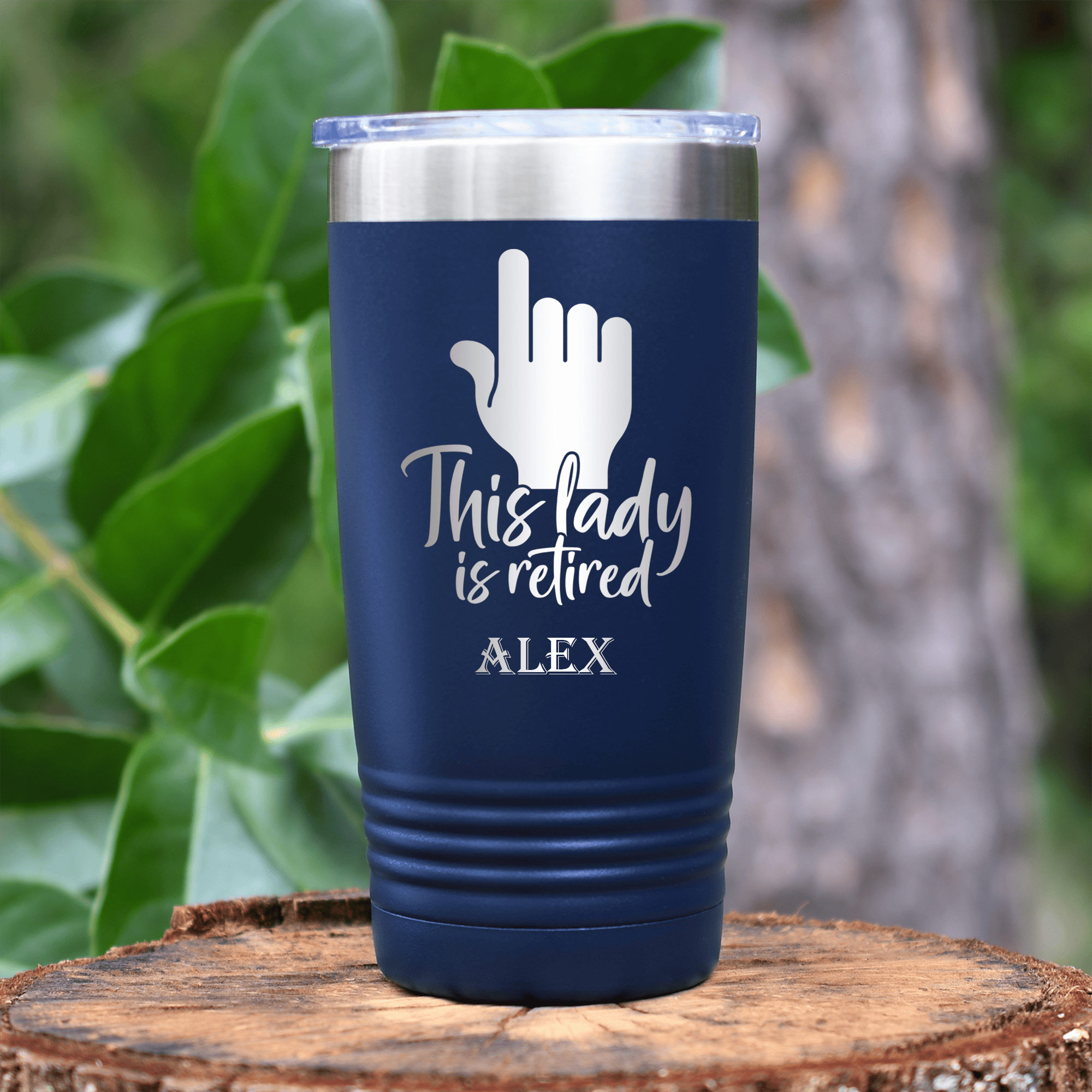 Navy Retirement Tumbler With One Retired Lady Design
